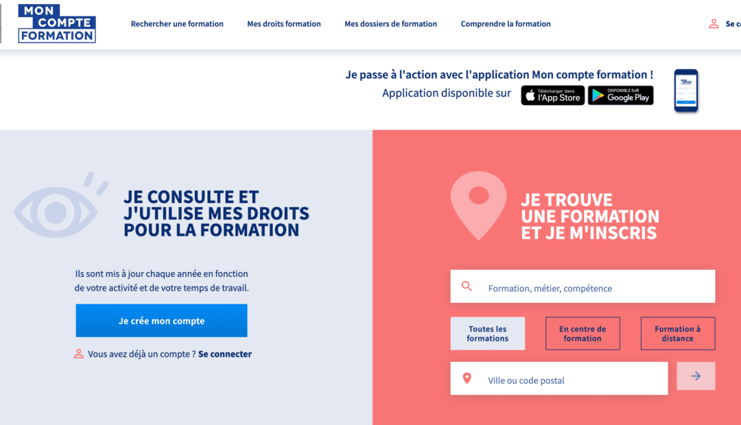 Le site Mon compte formation